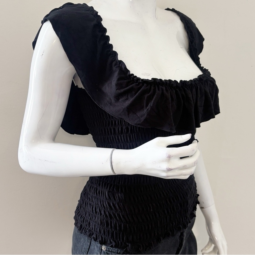Vintage Moda International Victoria’s Secret Brand Black Ruffled & Smocked Tank - Picture 4 of 5